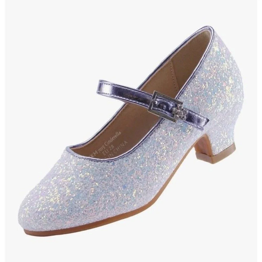 EIGHT KM Big Girls High Heel Dress Shoes Mary Jane Princess Pump Spark Size 35